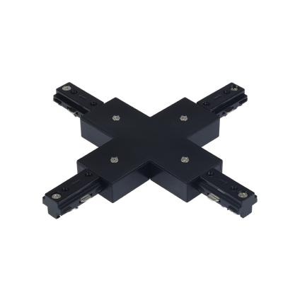 China Modern PC 3 Wire Track Light Accessories Track Lighting Cross Track Black Connector Cross Connector for sale