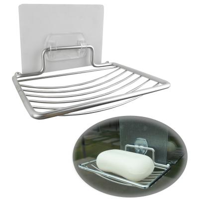 China Stainless Steel Self Adhesive Wall Stick Soap Dish And Holder Sustainable Bathroom Soap Holder for sale