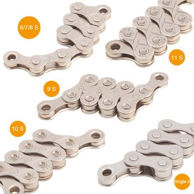 China Carbon Steel Bike Bicycle Chain 6 7 8 9 10 11 12 Speed ​​Velocidade Plated Silver Mountain Road MTB Chain Bike Chains 116 Links for sale