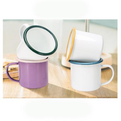 China Sustainable Classic Color Glazed High End Enamel Coffee Mugs Cups Custom Small MOQ Enamel Mug for sale