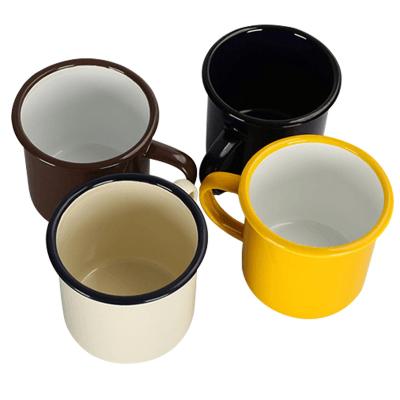 China Sustainable Enameled Mug with Personalized Logo Camping Kids Enamel Coated Steel Mugs for sale