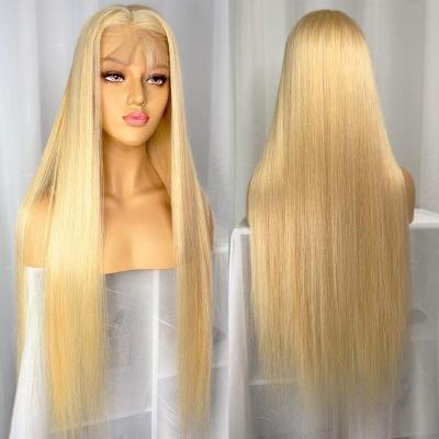 China Wholesale Human Hair Wigs 13*6 150% Density Straight Blonde Straight Swiss Lace Front Wig 613 for sale