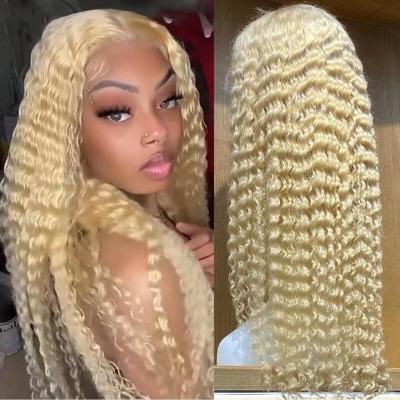 China Other Wholesale 613 Deep Curly Hair Wigs, 100% Human Hair Wigs, Brazilian Hair Color Frontal Blonde Wigs For Black Women for sale