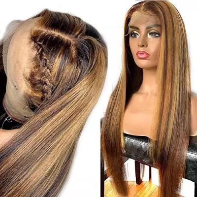 China Other Hot Selling 100% Virgin Hair Color Piano Bone Ombre Lace Frontal Wig Straight Human Hair Wigs For 13*4 Lace Hair Wig for sale