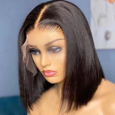 China Wholesale Price Body Wave Short Bob Wig Human Hair Lace Front, Transparent Virgin Curly Bob Wigs, 13*4 Lace Front Bob Wig Short for sale