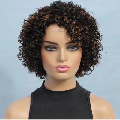 China Other Wholesale Cheap Natural Brazilian Colored 13*4 Lace Front Wigs For Black Women Hair Short Curly Wigs for sale