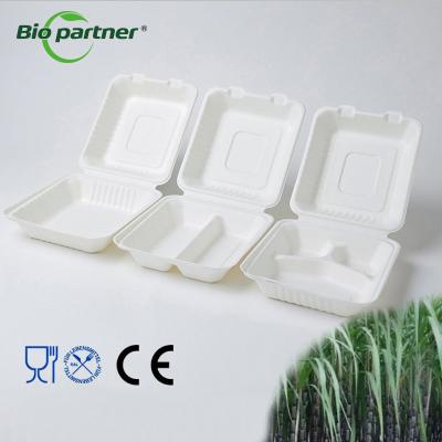 Cina Customized Size Food Package Clamshell Large Box Disposable Bagasse Sugarcane Lunch Box in vendita