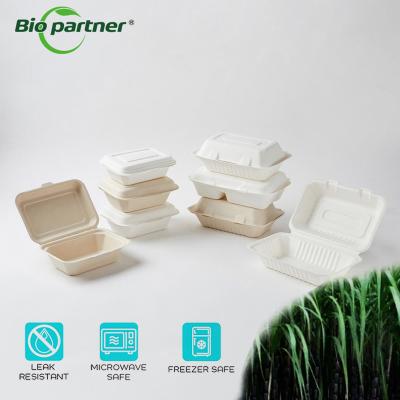 China 100% Sugarcane/Bagasse Pulp Biodegradable Lunch Box 9 inch Food Container for Takeout for sale