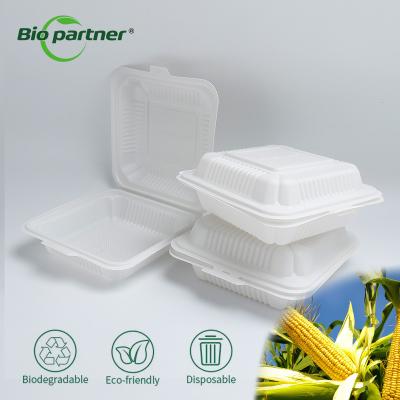 China Biodegradable Corn Starch Hinged To Go Container Lunch Box for Eco-Friendly Packaging for sale