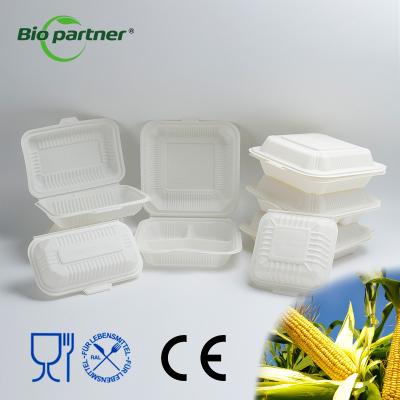 China Fast Food Container Biodegradable Clamshell Disposable Lunch Box with Customized Logo for sale