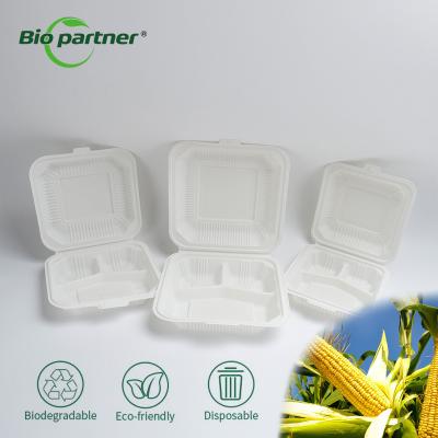 China Takeaway Packaging Biodegradable Clamshell Food Container with Customized Logo Acceptable for sale