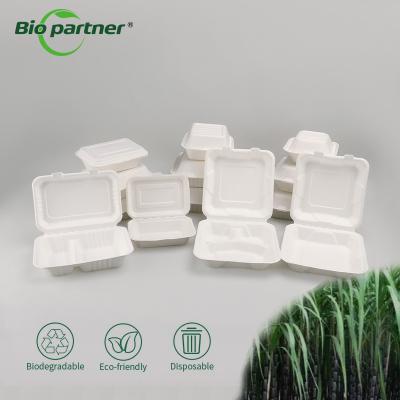 China Eco Biopartner Biodergradale Sugarcane Bagasse Food Container Fast Take Away Container for sale