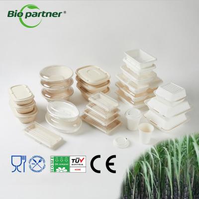 China Biodegradable Disposable Food Container Bagasse Pulp Tableware Box for Take Away Lunch for sale