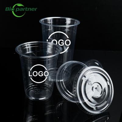 China 12oz 24 Oz Eco-friendly PLA CUP Disposable Dessert Take Away Cocktail Plastic Cup with Lid for sale