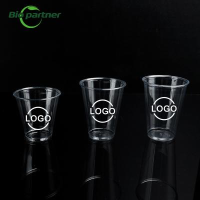 China 16 Oz Custom Logo Plastic Pet Beverage Boba Cups With Lids Degradable PLA Production for sale