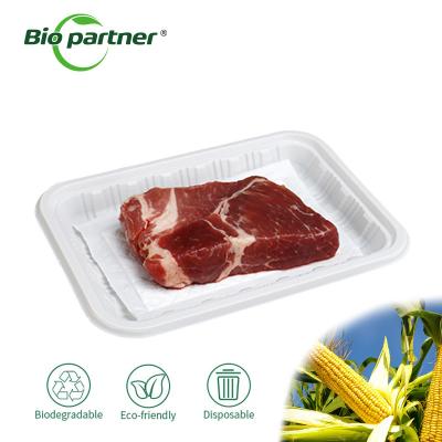 China Frozen Chicken Rectangle Meat Packaging Plastic Biodegradable Corn Starch Food Tray Disposable for sale