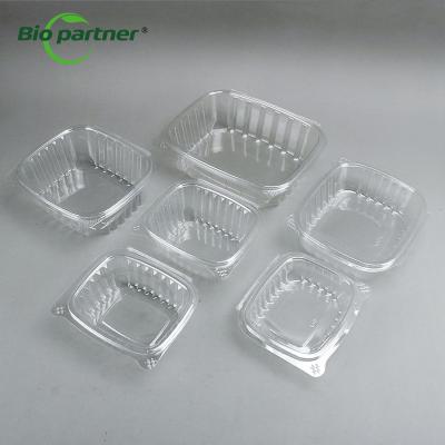 China 12oz 32oz PET Clear Containers With Lids for Disposable Hinged Plastic Food Packaging à venda