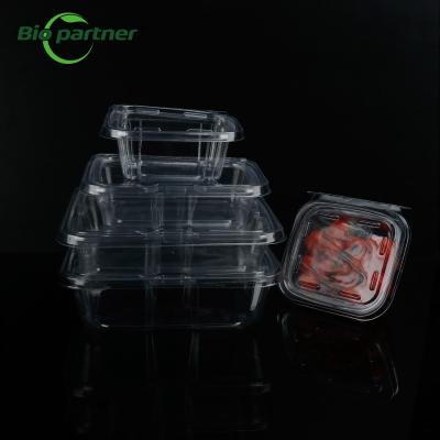 China Custom Order PET Clear High Hinged Square Plastic Blister Clamshell Box Food Containers for sale