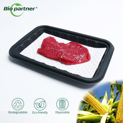 China Hypermarket Corn Starch Packaging Food Fruit Packaging Disposable BLACK Plastic Tray for sale