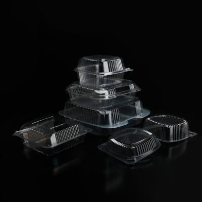 China Verpakkingsdoos voor voedingsmiddelen en fruit BOPS Plastic disposable hinged container voor brood dessert Te koop