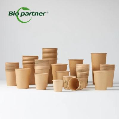 China Biological Drinking Craft Paper Coffee Cups with Water Based Coating Customized Size for sale