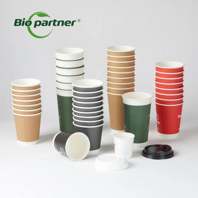 China Customized Logo Disposable White Paper Coffee Cup Takeout Double Wall Cup Disposable for sale