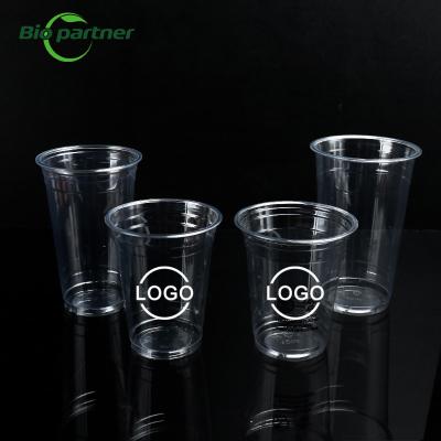 China 9/10/12/16/20/24/32oz Capacity Custom Logo Printed PP Clear Cold Drinking Takeaway Cups for sale