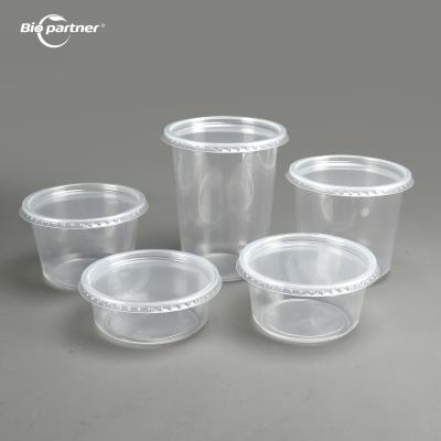 China Food Storage Containers Round PET Plastic Takeaway Salad Deli Bowl Cup with Lids Te koop