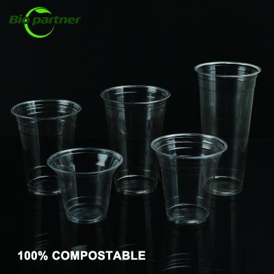 China PLA 100% Compostable Cups for Take Away Dessert Milk Tea Cold Drink for sale