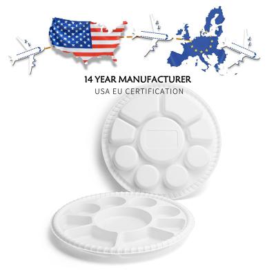 China 9-compartment Round Cornstarch Fast Food Tray White Plate Lunch Thali Combo Pack à venda