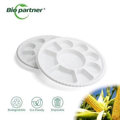 China Disposable Biodegradable Tableware 9 Compartment Divided Fruit Dishes Tray for sale