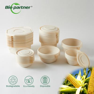 China Environmentally Friendly Corn Starch Disposable Takeaway Salad Lunch Soup Bowl With Lid for sale