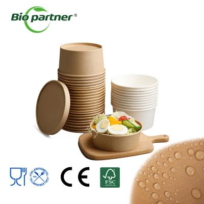 China Customized Logo Acceptable Biodegradable Round Kraft Paper Bowl Container for Food for sale