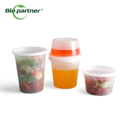 China Round Plastic Cover Microwavable Food Storage Soup Deli Container with Customized Lid for sale