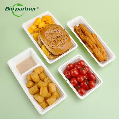 Китай Disposable Biodegradable Tableware Sugarcane Bagasse Waffle Hotdog Take out Snack Tray продается