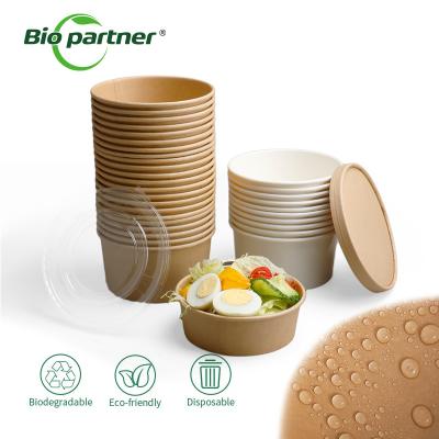 China Kraft Paper Disposable Salad Bowls for Take Away Lunch With Lid With Customized Size for sale