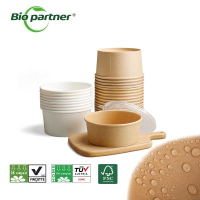 China Kraft Paper Bowl for Sushi Soup Salad Bowl Biopartner Disposable Take Away Food Container for sale