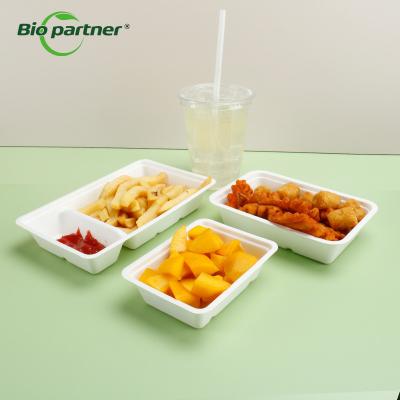 China Bagasse Snack Box Tray for Party Food Natural Color and Biopartner Production for sale