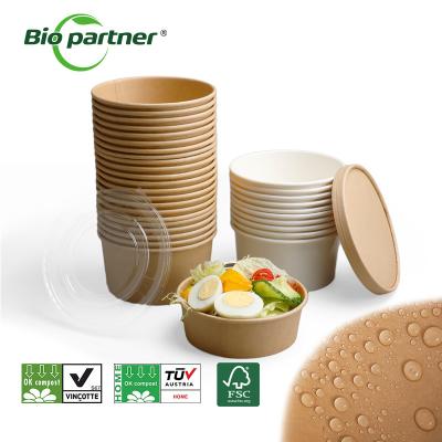 China Customized Disposable Brown Kraft Salad Paper Rice Salad Soup Bowls for Food Catering for sale