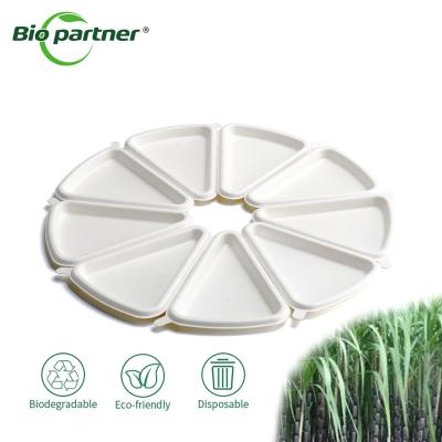 Chine Disposable Biodegradable Sugarcane Bagasse Paper Pulp Triangle Cake Plate for Birthday Party à vendre