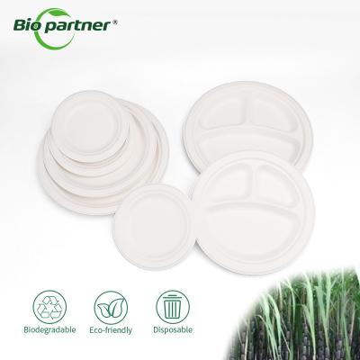 Chine Hotel Restaurant Home Production Sugar Cane Compostable Paper Plate Disposable Good à vendre