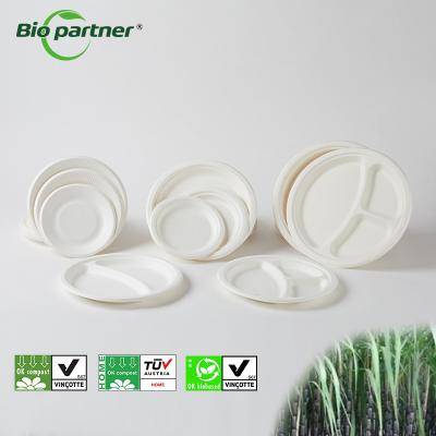 Chine Home Restaurant Bar Hotel Wedding Party Compostable Bagasse Paper Plate Pulp Tableware à vendre