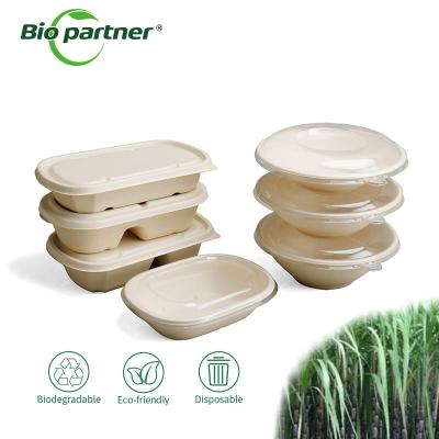 China 16oz 32oz Disposable Natural Biodegradable Take Away Round Salad Bowl Square Container for sale