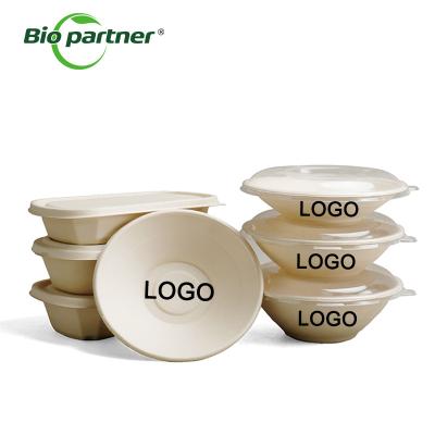 China Bio Degradable Food Packaging 32oz Bagasse Paper Pulp Soup Salad Bowl Disposable with Lid for sale