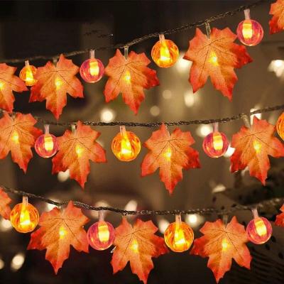 China Customization LED Thanksgiving Maple Leaf String Lights Indoor or Outdoor Waterproof Battery Box for sale