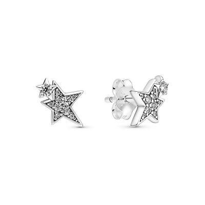 China New FASHIONABLE S925 Sterling Silver Starry Sky Galaxy Magnified Full Stars Stud Earrings Diamond DIY Gift Earrings for sale