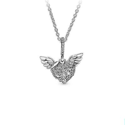 China FASHION Crystal Necklace from S925 Sterling Silver Necklace Woman Jewelry Angel Wings Daisy Temperament DIY for sale