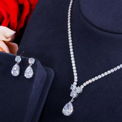 China High Quality Jewelry Set JS New Fashion Diamond Necklace Earrings Bridal Wedding Party Dinner Accessories Jewelry Set for sale