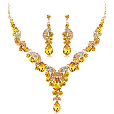 China JS New Fashion CLASSIC Jewelry Multicolor Gemstone Wedding Necklace Jewelry Set Hot-Selling In Stock for sale