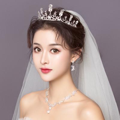 China JS ALLOY new product beaded alloy crystal crown rhinestone silver wedding dress gold plated accessories for sale